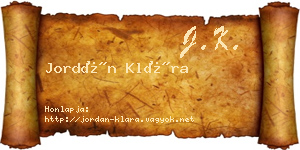 Jordán Klára névjegykártya